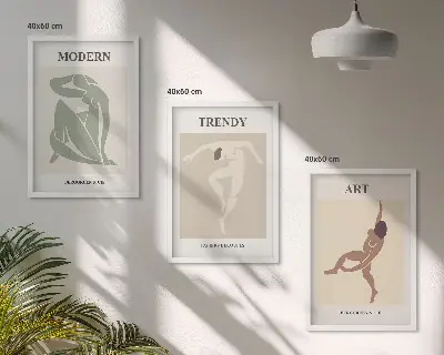 Wanddecoratie set schilderijen stijlvolle minimalistische figuren