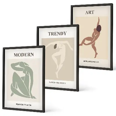 Wanddecoratie set schilderijen stijlvolle minimalistische figuren