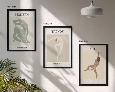 Wanddecoratie set schilderijen stijlvolle minimalistische figuren