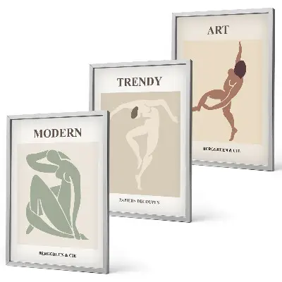 Wanddecoratie set schilderijen stijlvolle minimalistische figuren