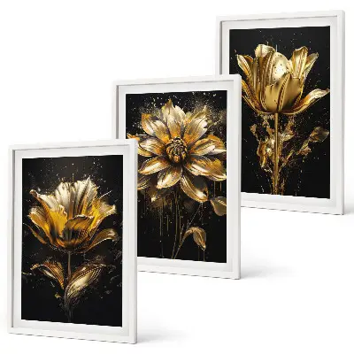 Fotowand met gele bloemen op een donkere achtergrond