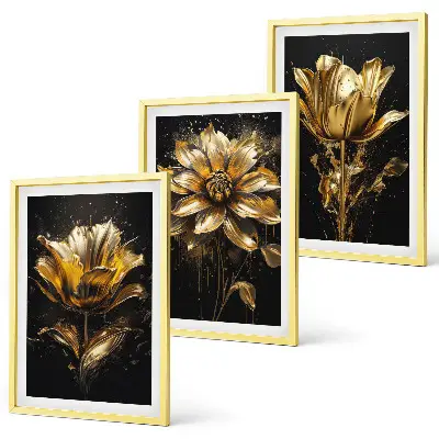Fotowand met gele bloemen op een donkere achtergrond