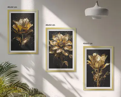 Fotowand met gele bloemen op een donkere achtergrond