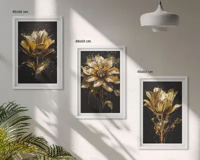 Fotowand met gele bloemen op een donkere achtergrond