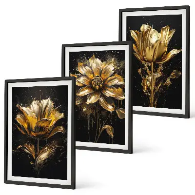 Fotowand met gele bloemen op een donkere achtergrond