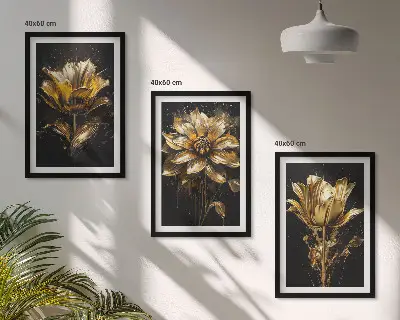 Fotowand met gele bloemen op een donkere achtergrond