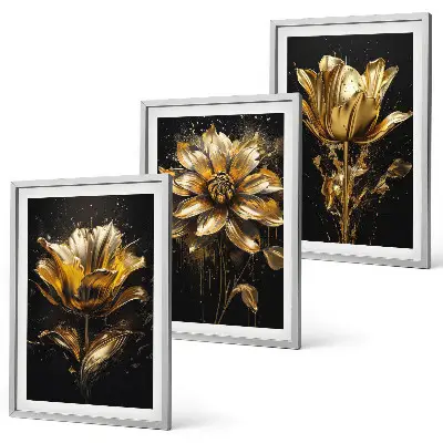 Fotowand met gele bloemen op een donkere achtergrond