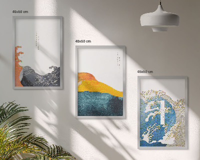Wanddecoratie set schilderijen Fale japońskiego stylu grafika