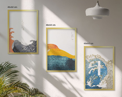 Wanddecoratie set schilderijen Fale japońskiego stylu grafika