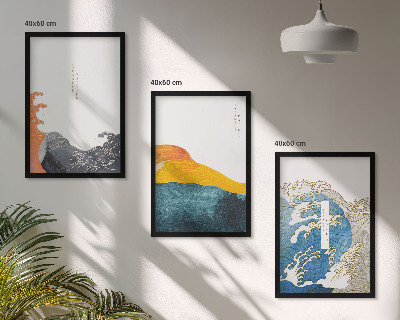 Wanddecoratie set schilderijen Fale japońskiego stylu grafika
