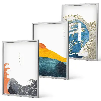 Set van wanddecoratie schilderijen met Japanse golf graphic