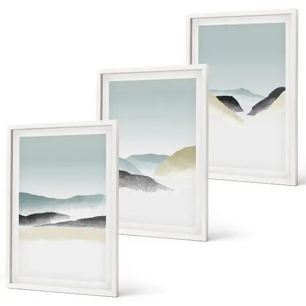 Fotowand minimalistische pastelkleurige bergen