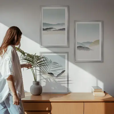 Fotowand minimalistische pastelkleurige bergen