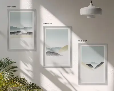 Fotowand minimalistische pastelkleurige bergen