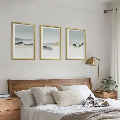 Fotowand minimalistische pastelkleurige bergen
