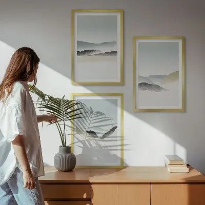 Fotowand minimalistische pastelkleurige bergen