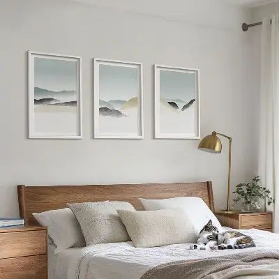 Fotowand minimalistische pastelkleurige bergen