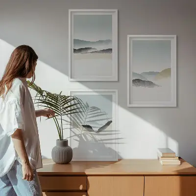 Fotowand minimalistische pastelkleurige bergen