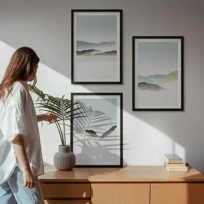 Fotowand minimalistische pastelkleurige bergen