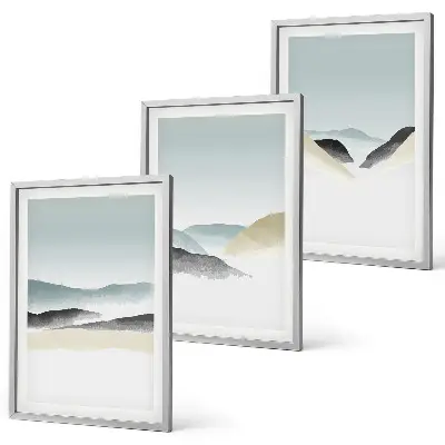 Fotowand minimalistische pastelkleurige bergen