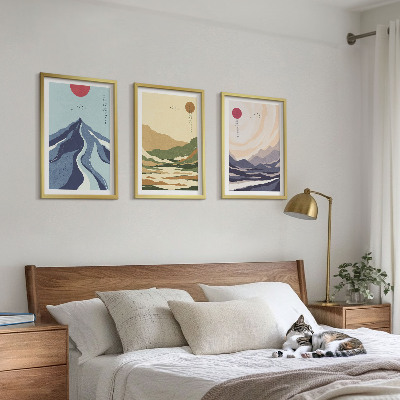 Wanddecoratie set schilderijen Góry pastelowe styl japandi