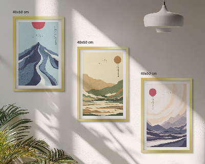 Wanddecoratie set schilderijen Góry pastelowe styl japandi
