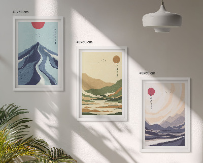 Wanddecoratie set schilderijen Góry pastelowe styl japandi