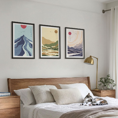 Wanddecoratie set schilderijen Góry pastelowe styl japandi