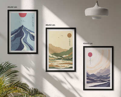 Wanddecoratie set schilderijen Góry pastelowe styl japandi