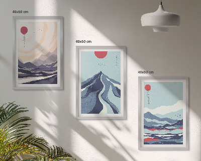 Wanddecoratie set schilderijen Abstrakcyjne góry japońskie