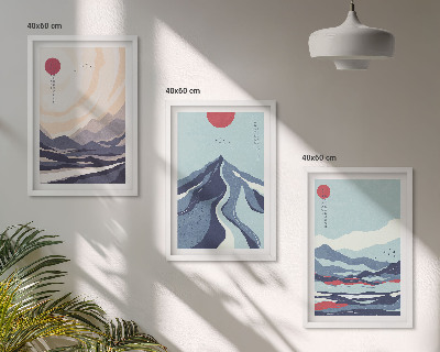 Wanddecoratie set schilderijen Abstrakcyjne góry japońskie