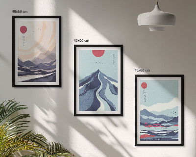 Wanddecoratie set schilderijen Abstrakcyjne góry japońskie
