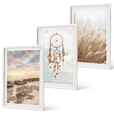 Wanddecoratie set schilderijen Morze chmury łapacz snów trawa
