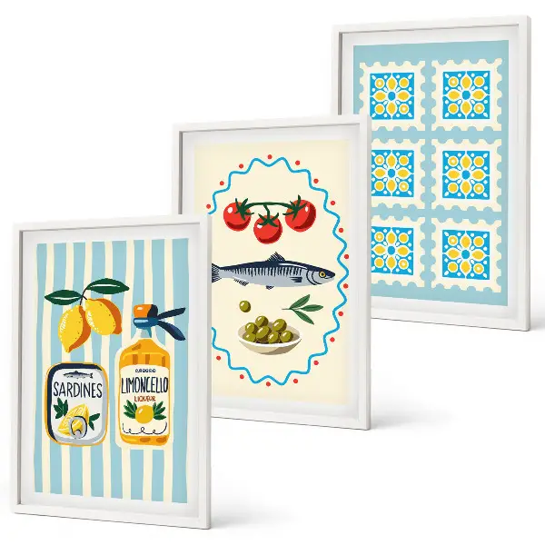 Fotowand met mediterrane keukenillustraties