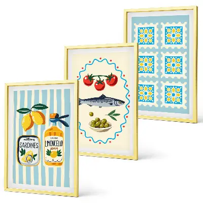 Fotowand met mediterrane keukenillustraties