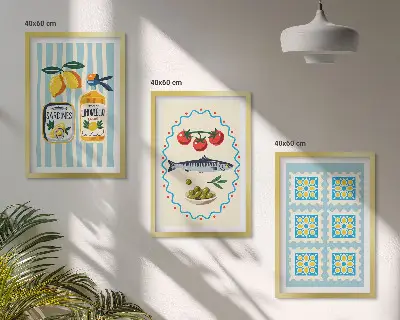 Fotowand met mediterrane keukenillustraties