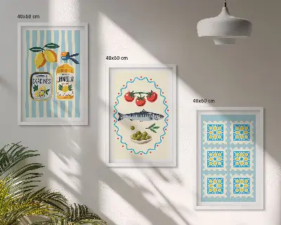 Fotowand met mediterrane keukenillustraties