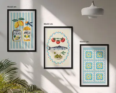 Fotowand met mediterrane keukenillustraties