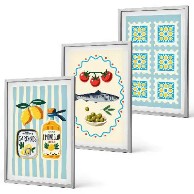 Fotowand met mediterrane keukenillustraties