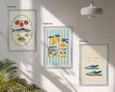 Wanddecoratieset schilderijen met Italiaanse levensstijl thema