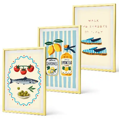 Wanddecoratieset schilderijen met Italiaanse levensstijl thema