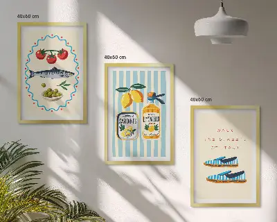 Wanddecoratieset schilderijen met Italiaanse levensstijl thema
