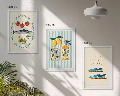 Wanddecoratieset schilderijen met Italiaanse levensstijl thema