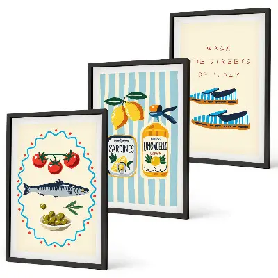 Wanddecoratieset schilderijen met Italiaanse levensstijl thema