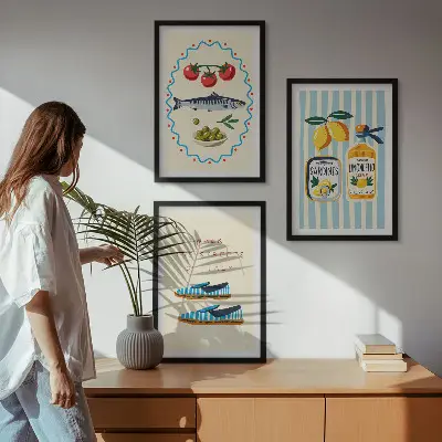 Wanddecoratieset schilderijen met Italiaanse levensstijl thema