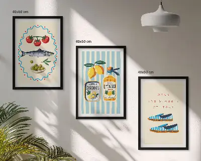 Wanddecoratieset schilderijen met Italiaanse levensstijl thema