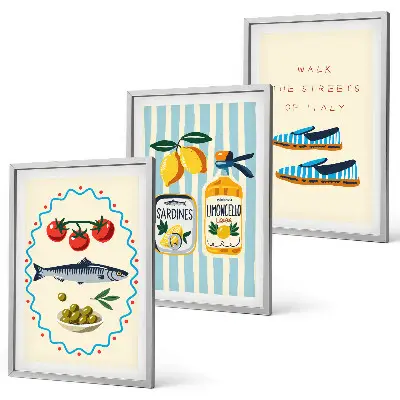 Wanddecoratieset schilderijen met Italiaanse levensstijl thema