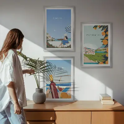 Schilderijenset Amalfi Positano en Capri set van wanddecoratie