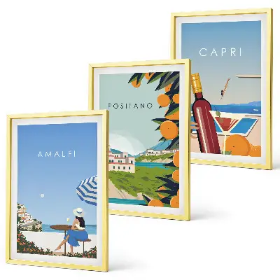 Schilderijenset Amalfi Positano en Capri set van wanddecoratie