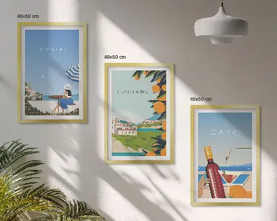 Schilderijenset Amalfi Positano en Capri set van wanddecoratie